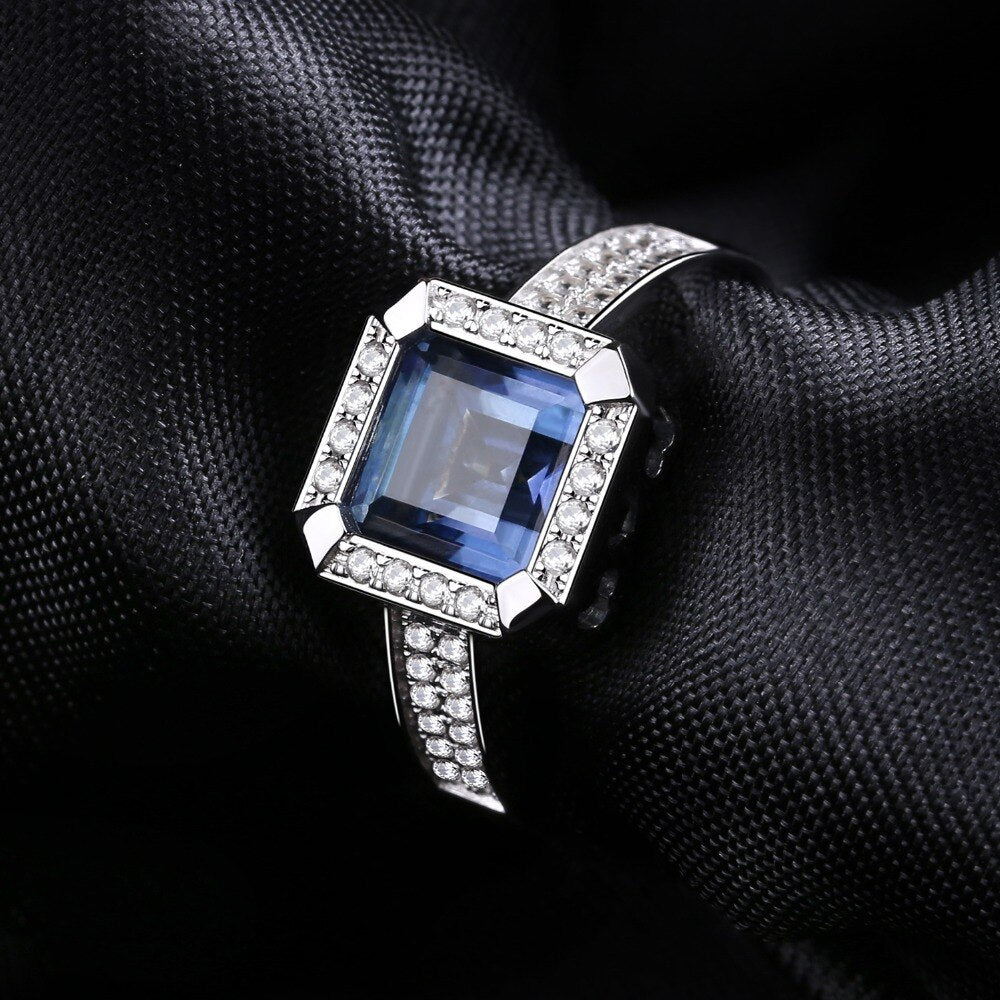 Gem&#39;s Ballet 2.2Ct Natural Iolite Blue Mystic Quartz Gemstone Vintage Rings Solid 925 Sterling Silver Fine Jewelry For Women
