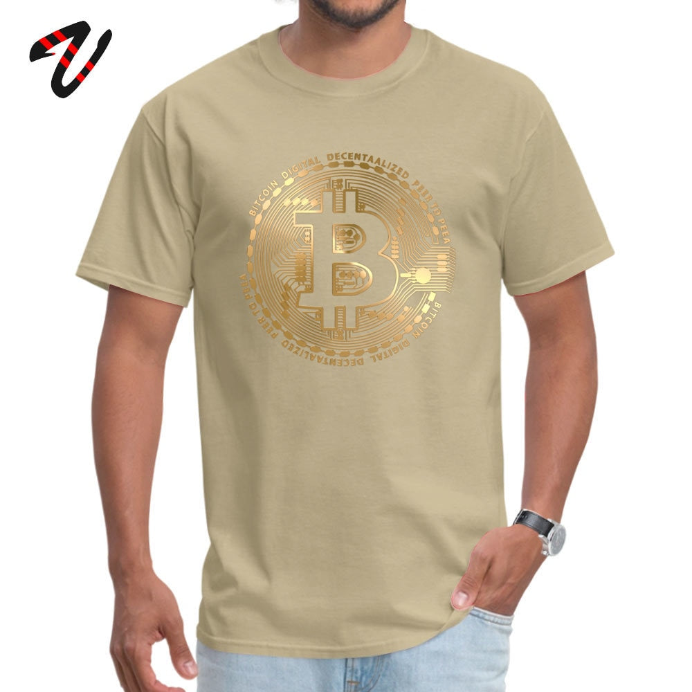 Personalized Top T-shirts For Male Newest O Neck Bitcoin Tshirt Geek Lucifer Men T Shirt Trump Tee-Shirt Free Shipping Sweater Beige