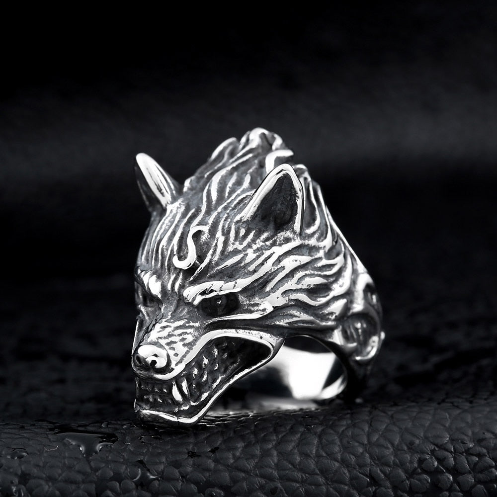 steel soldier Nordic wolf hammer of Thor Norse Viking men ring new arrivals men's jewelry exquisite wolf ring