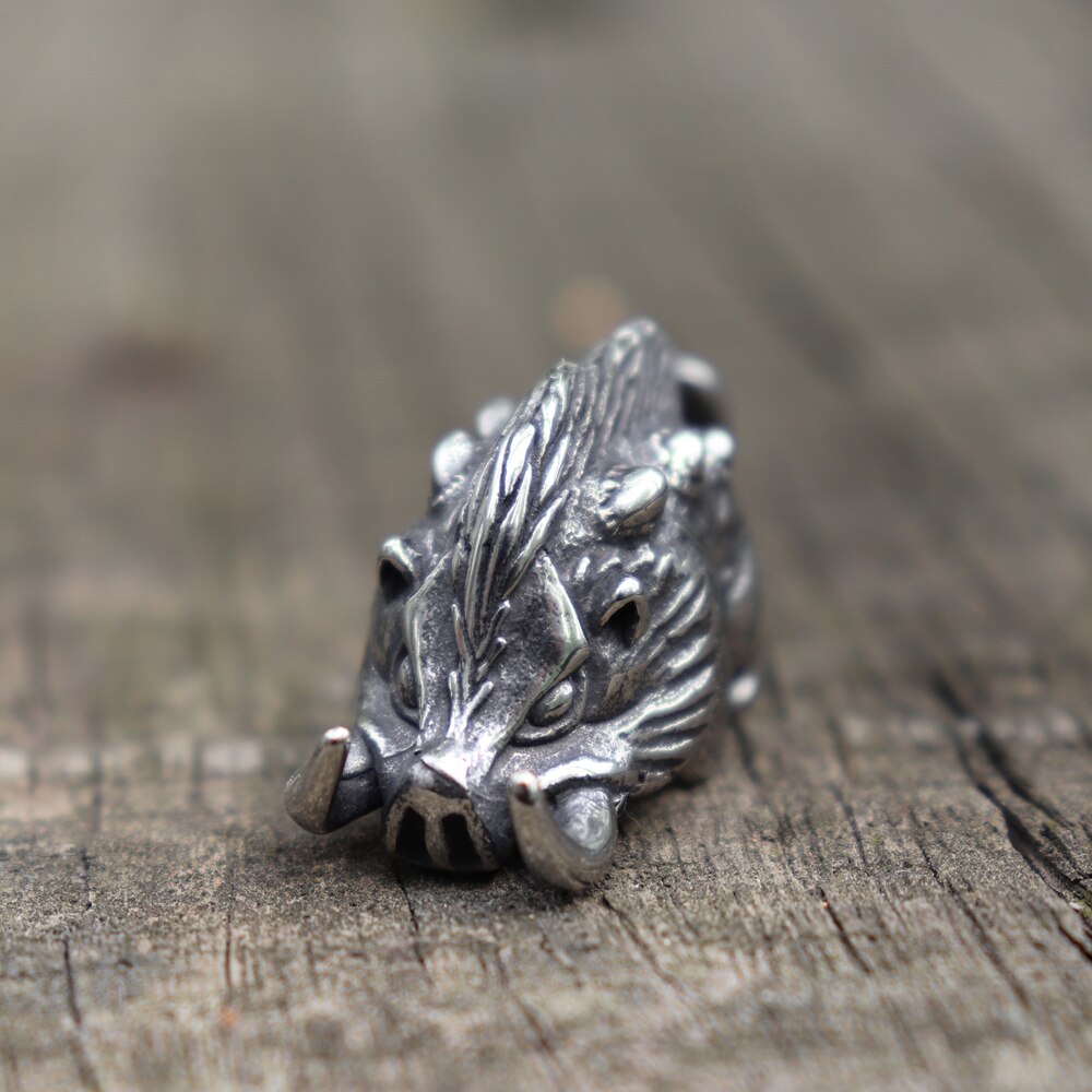 Men Wild Viking Wild Boar Stainless Steel Necklace Vintage Nordic Animal Charm Pendant Norse Jewelry