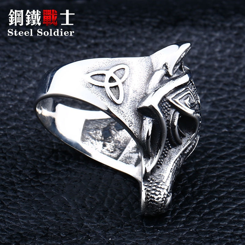 steel soldier Nordic wolf hammer of Thor Norse Viking men ring new arrivals men's jewelry