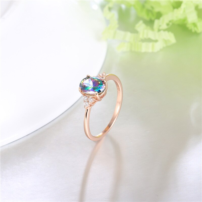 New Design 925 Silver Rings Colored Zircon Rose Gold Sterling Silver Ring For Woman Charm Jewelry