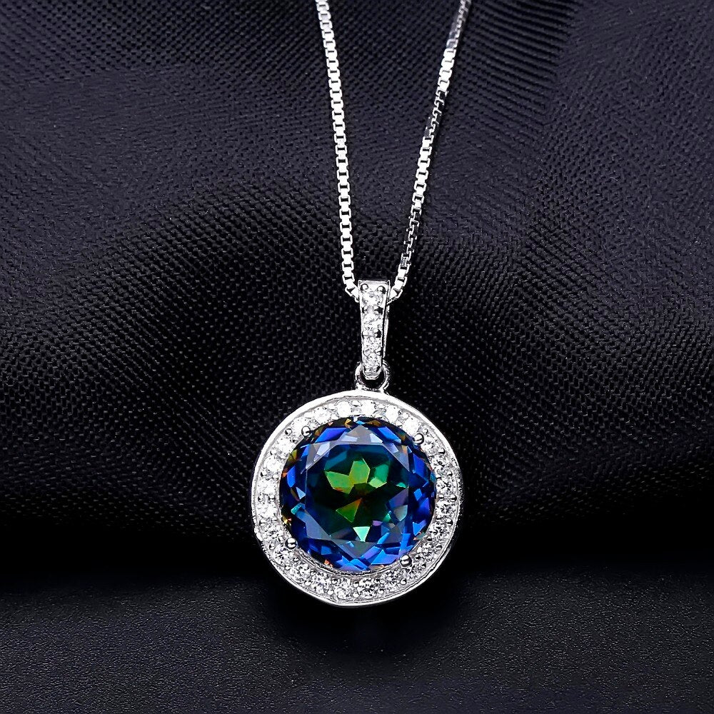 Gem&#39;s Ballet 4.79Ct Natural Blueish Mystic Quartz Gemstone Pendant Necklace Solid 925 Sterling Silver Fine Jewelry For Women