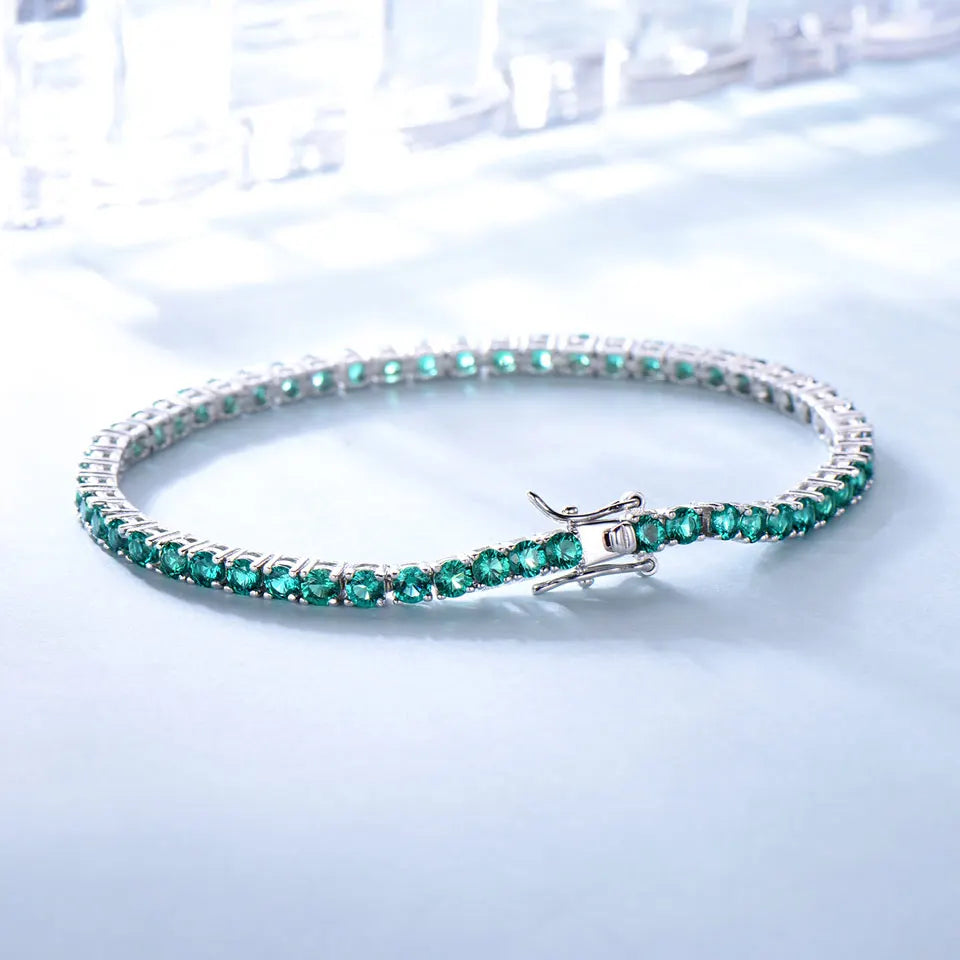 UMCHO 8.1ct Luxury Emerald Bracelets for Women 925 Sterling Silver Bracelet Birthstone Romantic Wedding Green Gemstone Jewelry