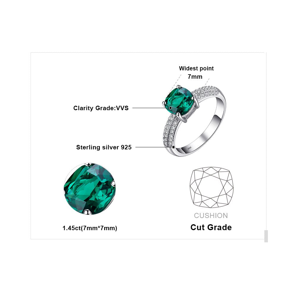 Jewelry Palace Cushion Simulated Nano Emerald Created Ruby Ring 925 Sterling Silver Gemstone Solitaire Engagement Rings for Women