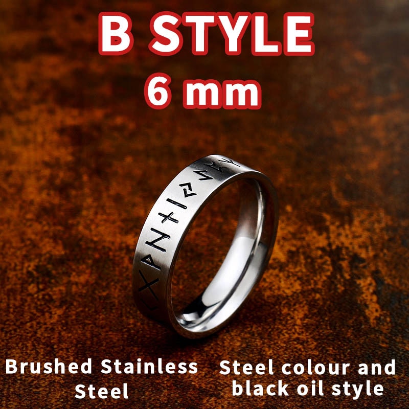 Beier 316L Stainless steel Fashion Style MEN and women Retro Odin Jewelry Viking Female Amulet Vintage Norse Rune words Rings B-STYLE-6MM