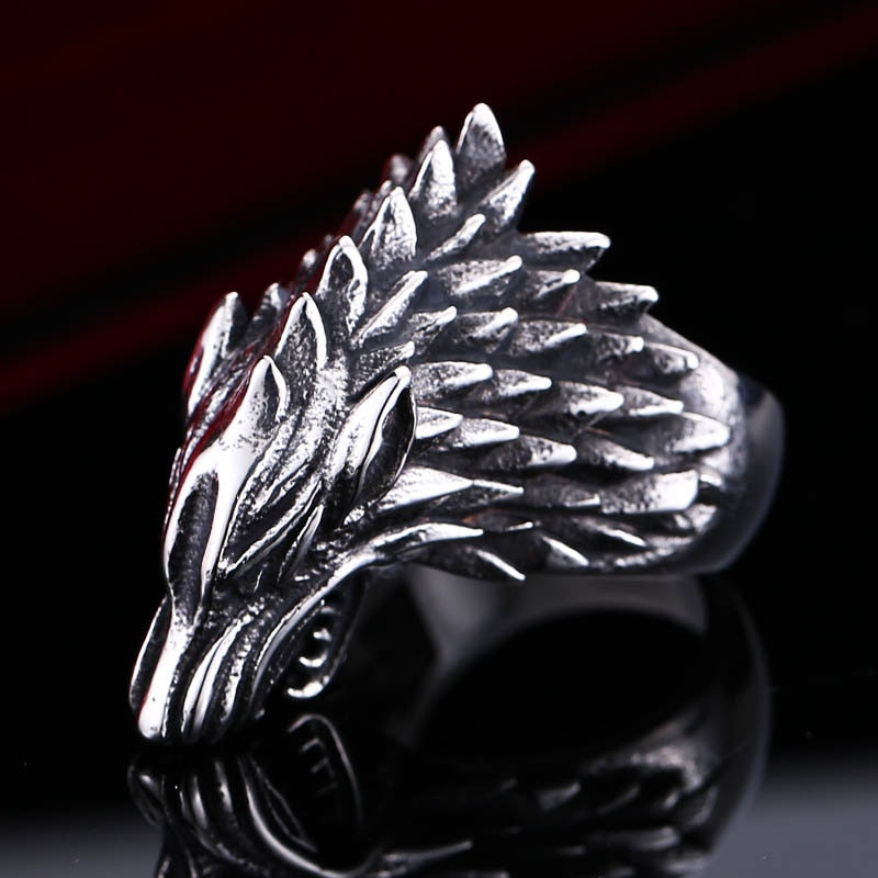 steel soldier Nordic wolf hammer of Thor Norse Viking men ring new arrivals men's jewelry punk wolf ring