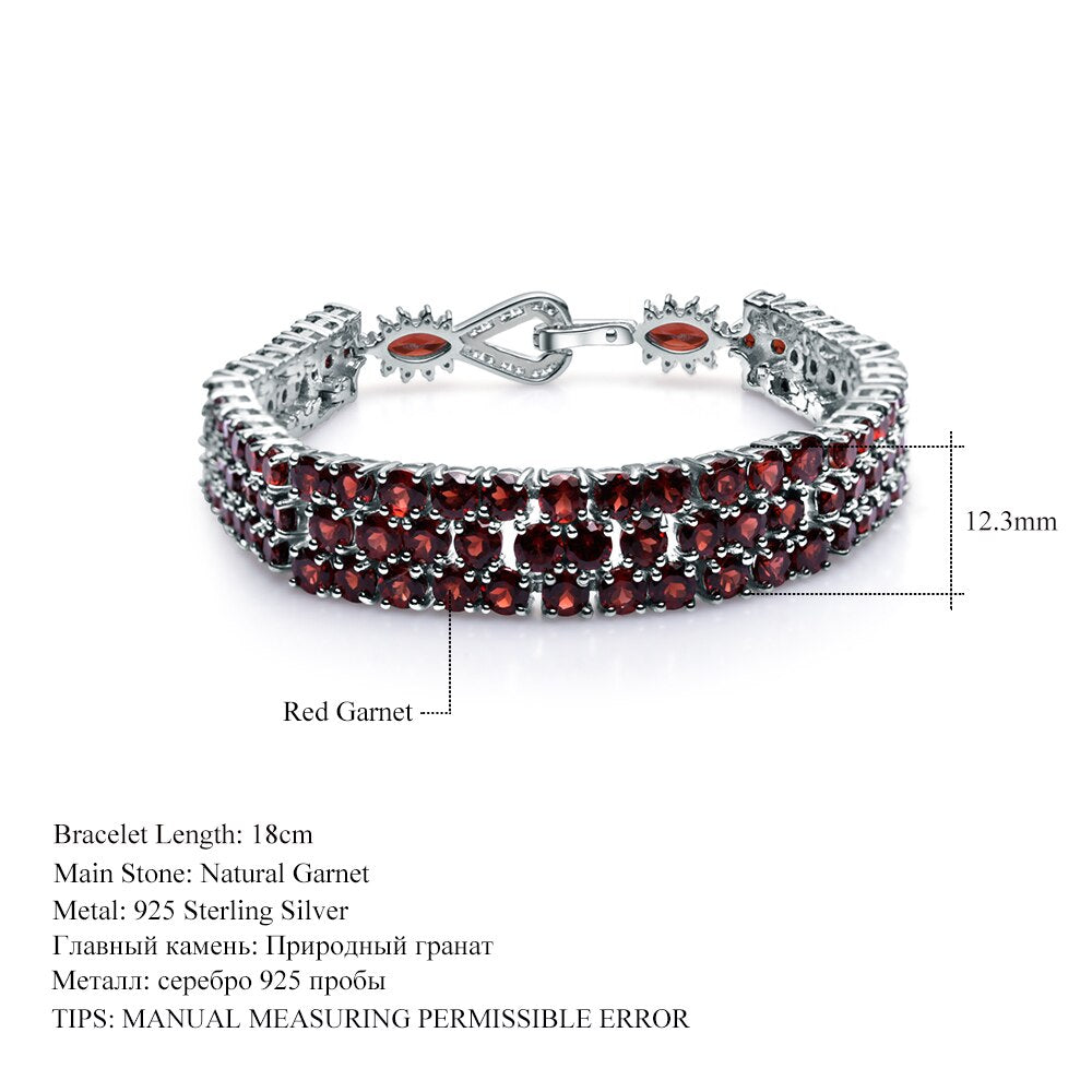 GEM&#39;S BALLET 925 Sterling Silver Bracelets &amp; Bangles For Women Fine Jewelry 30.80Ct Natural Red Garnet Gemstone Bracelet Genuine