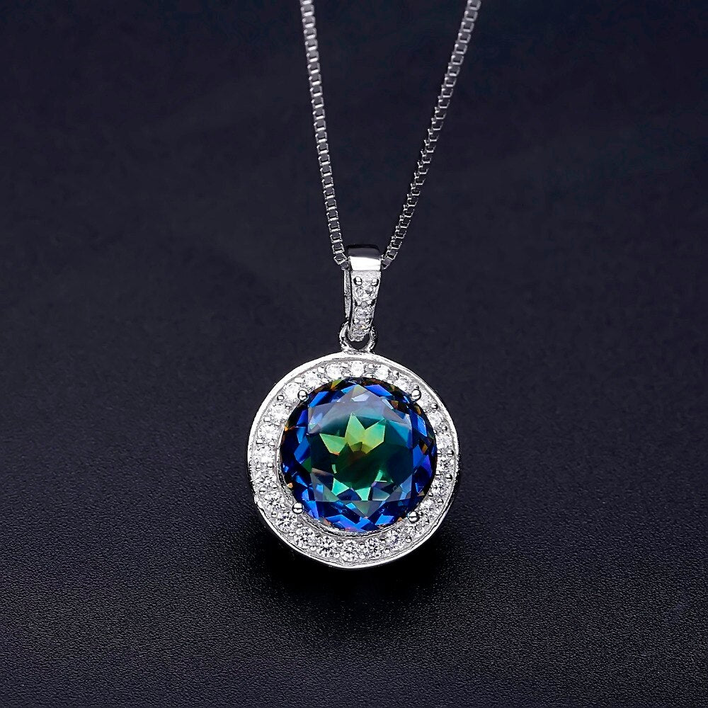 Gem&#39;s Ballet 4.79Ct Natural Blueish Mystic Quartz Gemstone Pendant Necklace Solid 925 Sterling Silver Fine Jewelry For Women