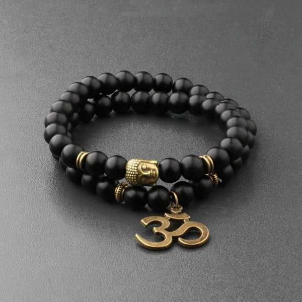 Charm Retro Buddha Bead Bracelet Men Black Natural Stone Chakra Bracelets Erkek Bileklik Bracelet Homme AB226 1 China
