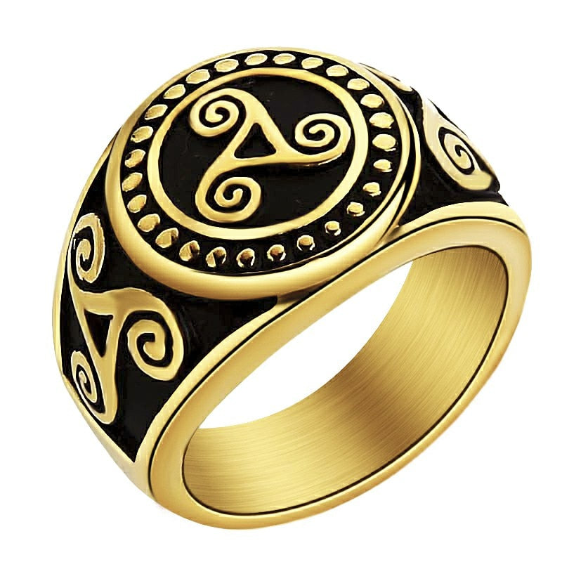 Man Norse Viking Rune Odin Symbol Amulet Ring Stainless Steel Jewelry Celtic Knot Ring Charm Wedding Rings for Men Gold