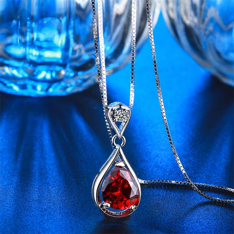 Necklace For Women Luxury Red Stone Beautiful Jewelry Pendents Necklace Wedding Party Accessories N005