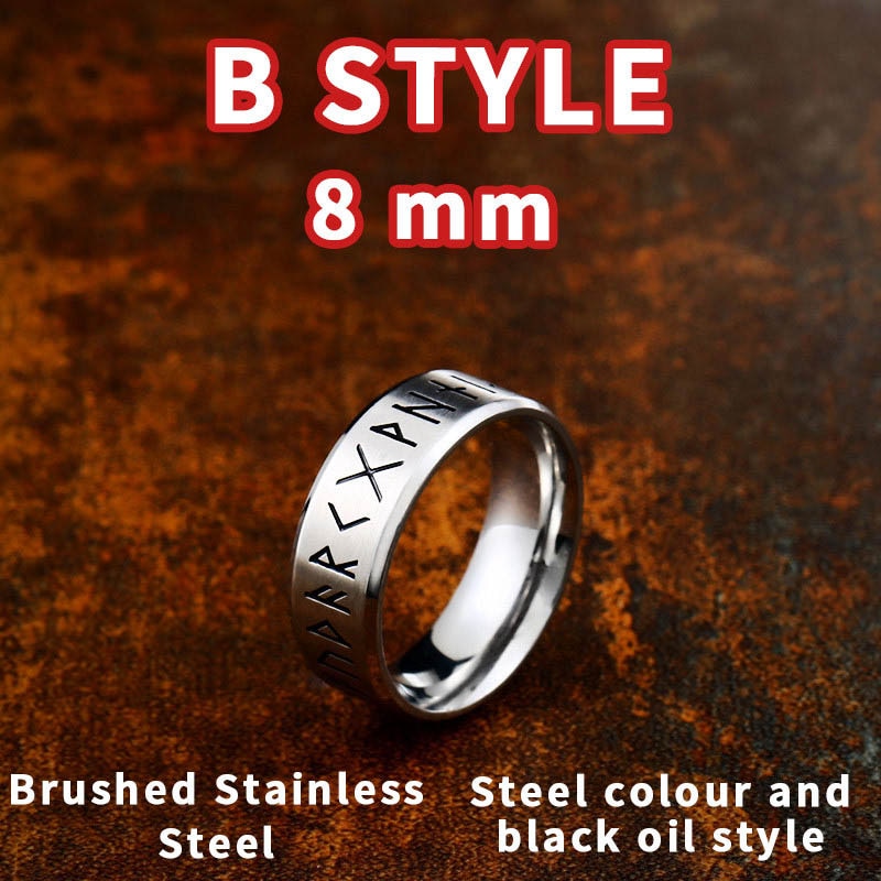 Beier 316L Stainless steel Fashion Style MEN and women Retro Odin Jewelry Viking Female Amulet Vintage Norse Rune words Rings B-STYLE-8MM