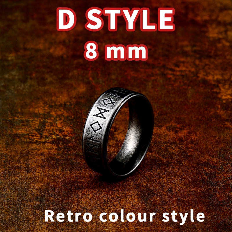 Beier 316L Stainless steel Fashion Style MEN and women Retro Odin Jewelry Viking Female Amulet Vintage Norse Rune words Rings D STYLE-8MM