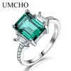 UMCHO Blue Topaz Gemstone Rings for Women Genuine 925 Sterling Silver Aquamarine Ring Romantic Wedding Engagement Fine Jewelry Emerald CHINA