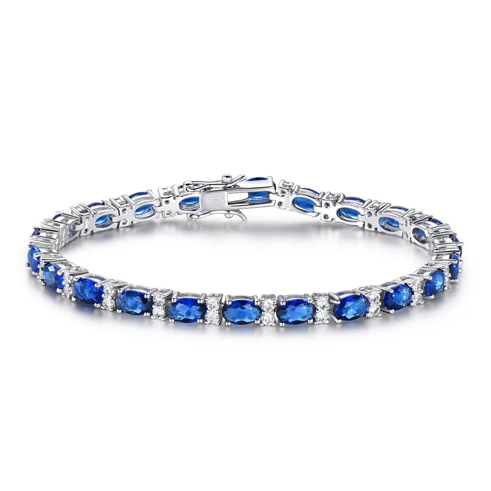 UMCHO Blue Spinel Bracelets for Women Friendship925 Sterling Silver Jewelry Romantic Birthstone Gemstone Tennis Bracelet Jewelry