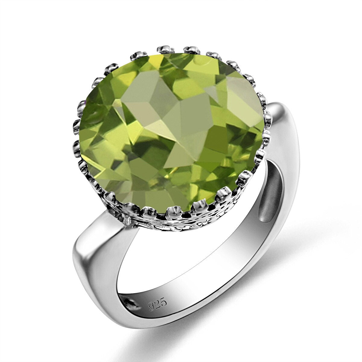 Szjinao Vintage 100% 925 Sterling Silver 15ct Round Created Aquamarine Ring For Women Famous Branded Handmade Fine Jewelery 2021 Peridot
