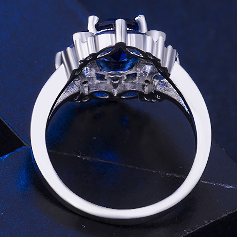 Cellacity Silver 925 ring for charm female luxury designer ruby finger ring Sapphire Aquamarine women fine Jewelry Size 6-10