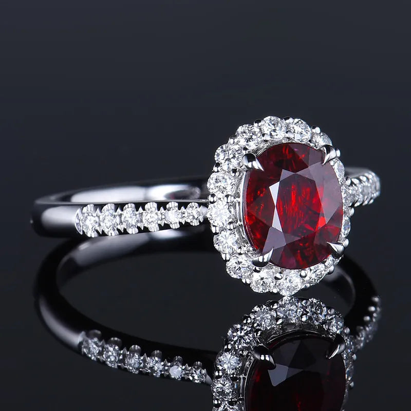 Classic natural ruby Red Stone Rings for Women 925 Sterling Silver Fashion Anniversary Jewelry For girls Christmas Day Gift