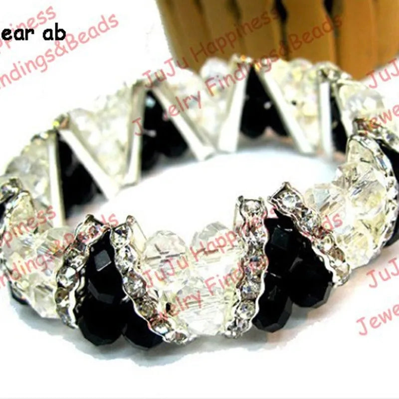 Fashion Handmade FACETED CRYSTAL GLASS ELASTIC Women's Beads Jewelry Bracelet gcb1040