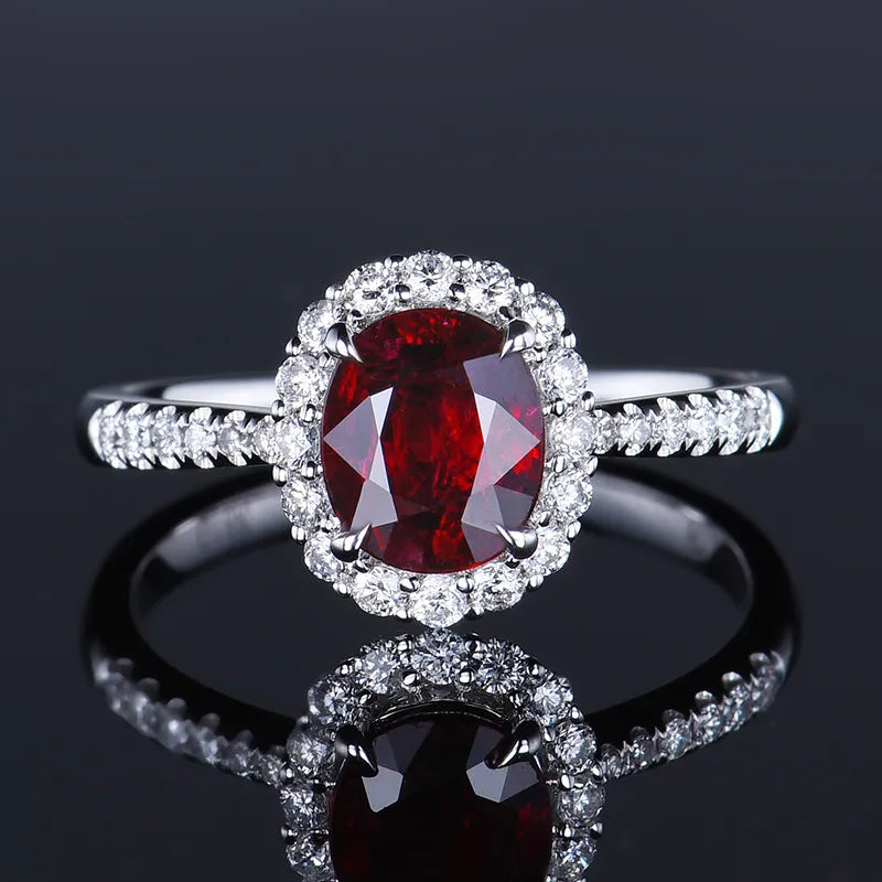 Classic natural ruby Red Stone Rings for Women 925 Sterling Silver Fashion Anniversary Jewelry For girls Christmas Day Gift