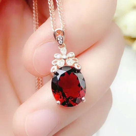 Ruby Diamond Pendant Real 925 Sterling Silver Charm Party Wedding Pendants Necklace for Women Jewelry Anillos Mujer Rose Gold