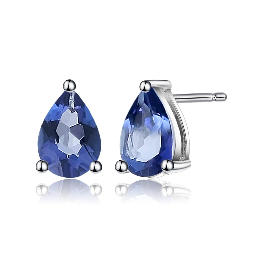 Gem&#39;s Ballet 4*6mm 0.99Ct Natural Swiss Blue Topaz Gemstone Stud Earrings 925 Sterling Silver Fashion Jewelry for Women Mystic Quartz