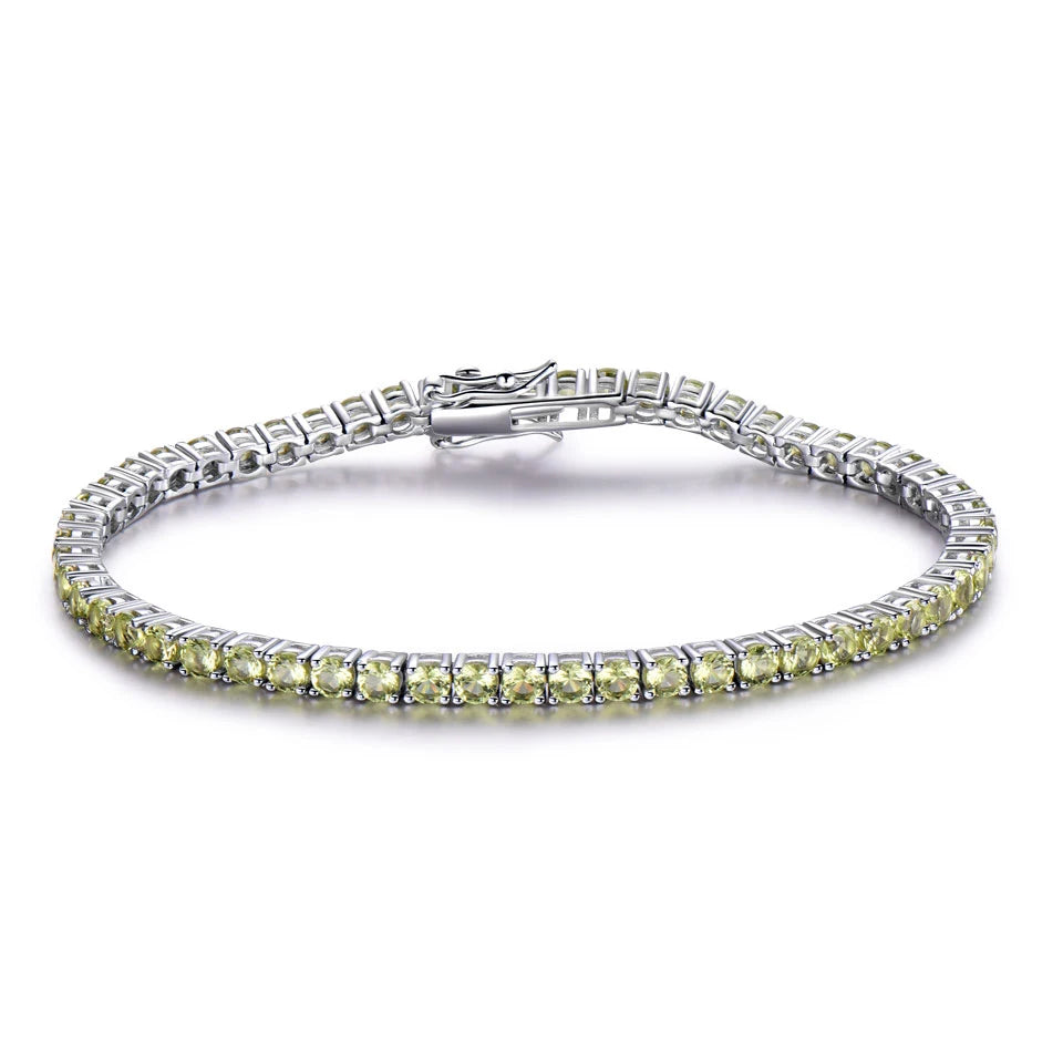 UMCHO 8.1ct Luxury Emerald Bracelets for Women 925 Sterling Silver Bracelet Birthstone Romantic Wedding Green Gemstone Jewelry OlivineOlivine 18cm