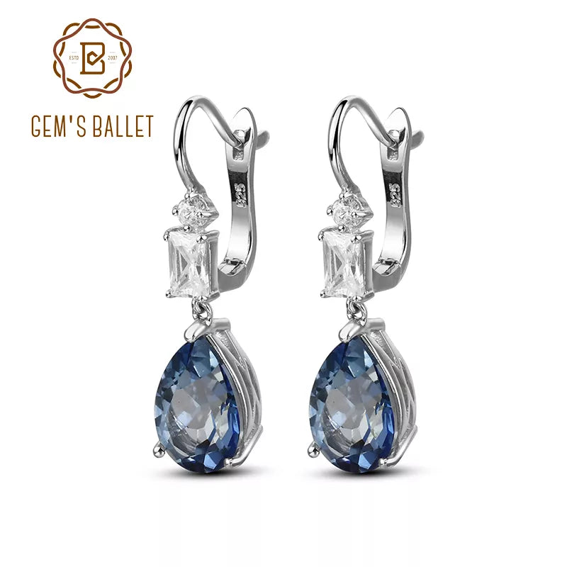 Gem's Ballet 7.57Ct Natural Iolite Blue Mystic Quartz Gemstone Drop Earrings 925 Sterling Silver Fine Jewelry For Women Wedding CHINA