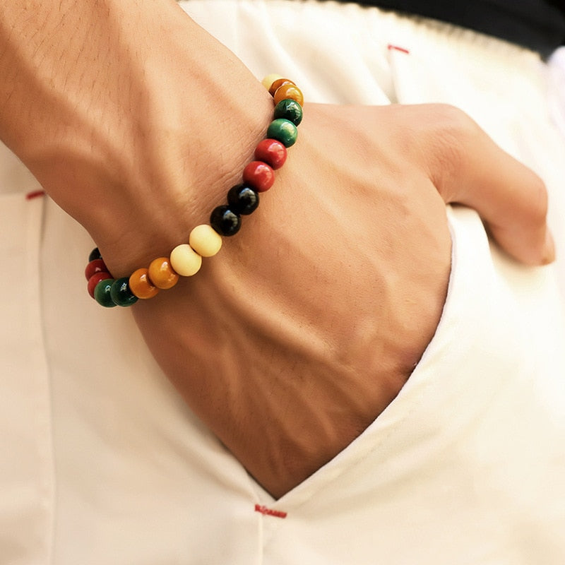 Lava Stone Men Bracelet Natural Moonstone Bead Tibetan Buddha Bracelet Chakra Diffuser Bracelets Men Jewelry Gifts 13