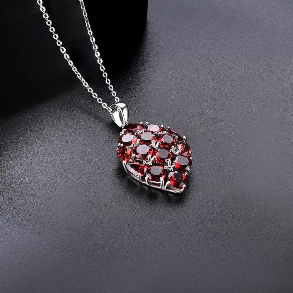 Natural Red Garnet Silver Pendants for Women S925 Jewelry 8.7 Carats Natural Garnet Romantic Design for Women Christmas Gifts