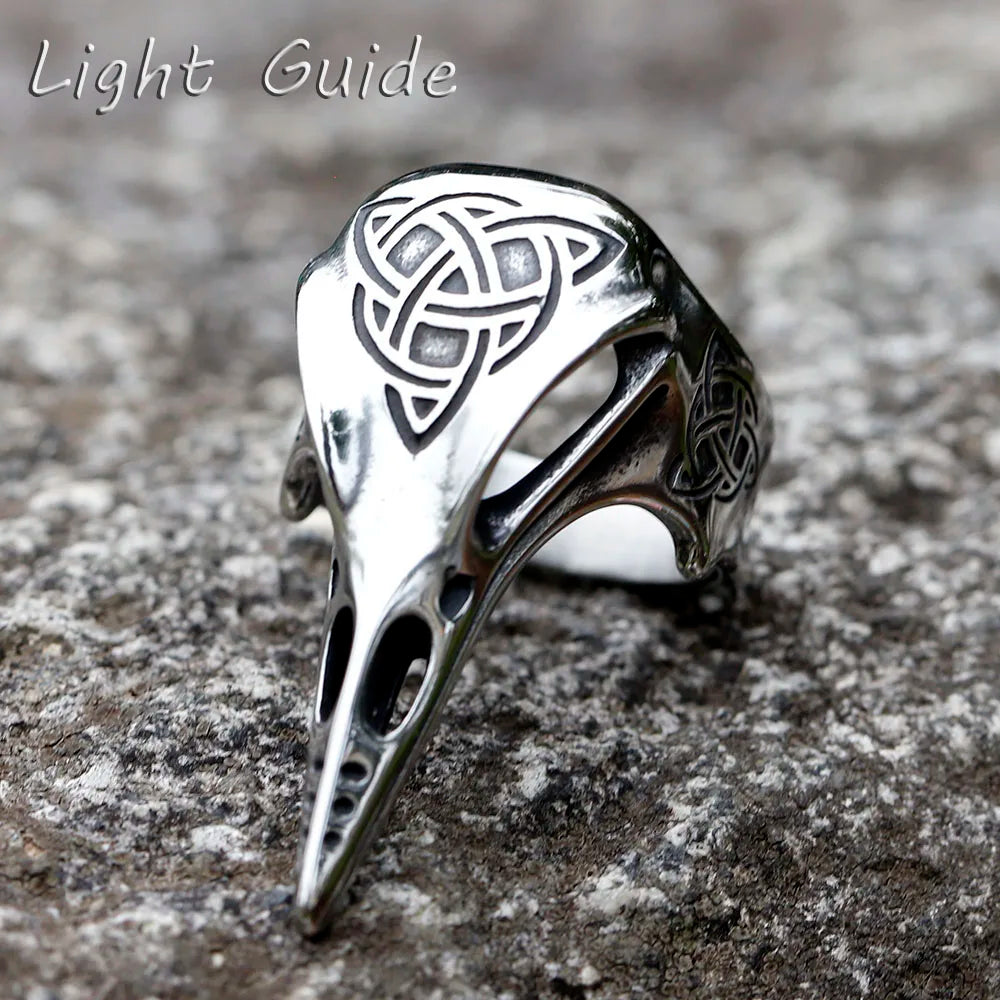 2023 Vintage Celtic Knot Totem Ring Nordic Mythology Viking Warrior Raven Head Men's Ring Domineering Fashion jewelry for gift
