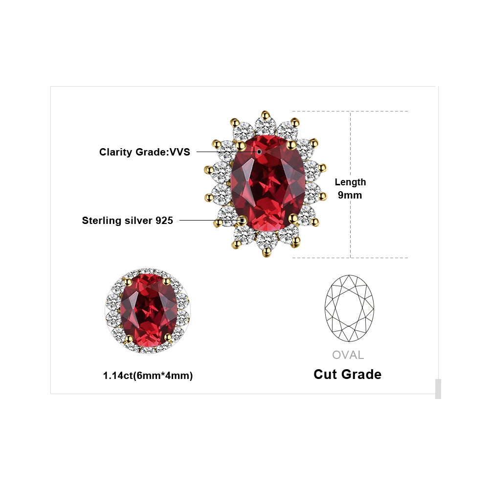JewelryPalace Created Sapphire Ruby 925 Sterling Silver Stud Earrings Natural Amethyst Garnet Peridot Yellow Rose Gold Plated