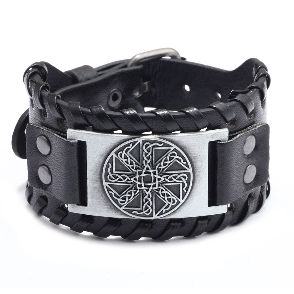 New Retro Wide Leather Pirate Compass Bracelet Men&#39;s Bracelet Celtic Viking Jewelry Compass Bracelet Accessories Party Gifts B 2 China