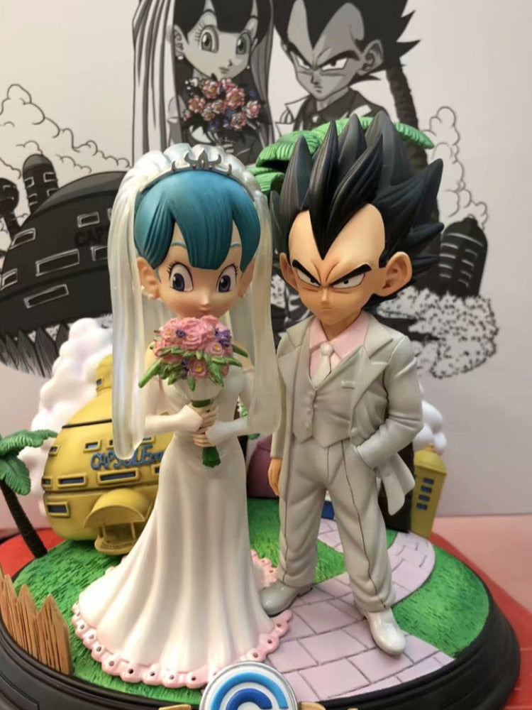 26cm Anime large Dragon Ball Z Vegeta IV Bulma Wedding Figure GK PVC Model Statue Collectible Doll Toys Kids