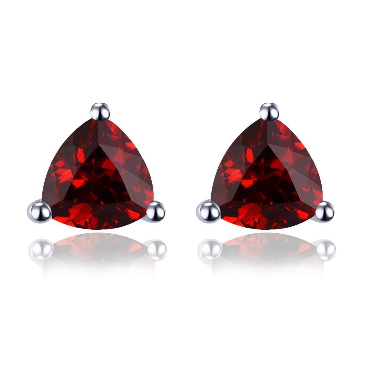 Natural Garnet Solid Sterling Silver Stud Earrings 1.8 Carats Genuine Gemstone Classic Simple Design Top Quality Jewelrys Natural Garnet