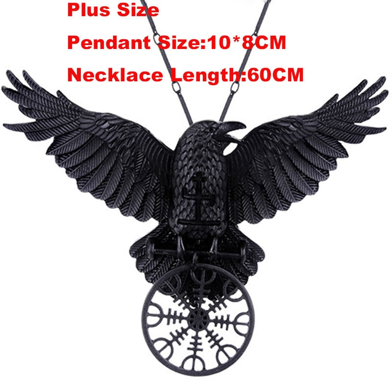 Vintage Goth Black Raven Pendant Necklace For Women 2022 Dark Viking Mystic Symbol Retro Hippie Unisex 0246-P