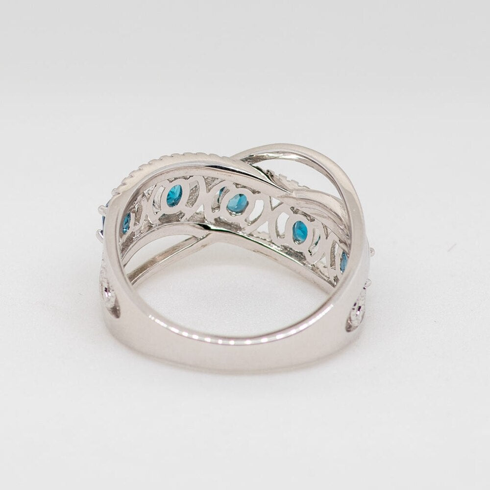 GEM'S BALLET 925 Sterling Silver Band Finger Ring 1.05Ct Natural London Blue Topaz Gemstone Rings For Women Wedding Fine Jewelry