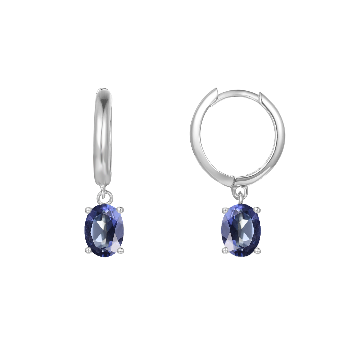 GEM&#39;S BALLET December Birthstone Jewelry 6x8mmOval Swiss Blue Topaz Gemstone Dangle Earrings in 925 Sterling Silver For Women Iolite Blue 925 Sterling Silver