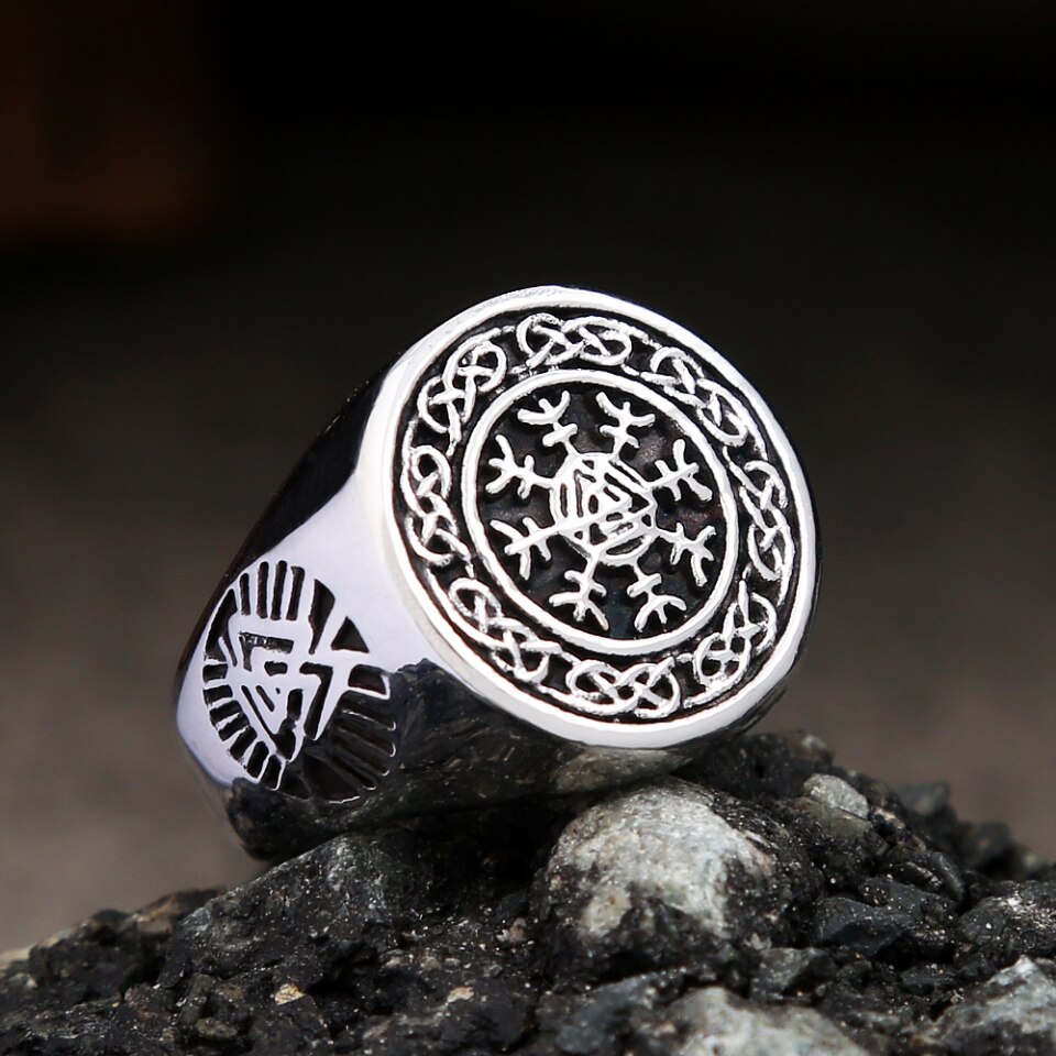 Nordic Viking Compass Ring 316L Stainless Steel Fashion Celtic Knot Rings For Men Women Biker Amulet Jewelry Gifts Dropshipping