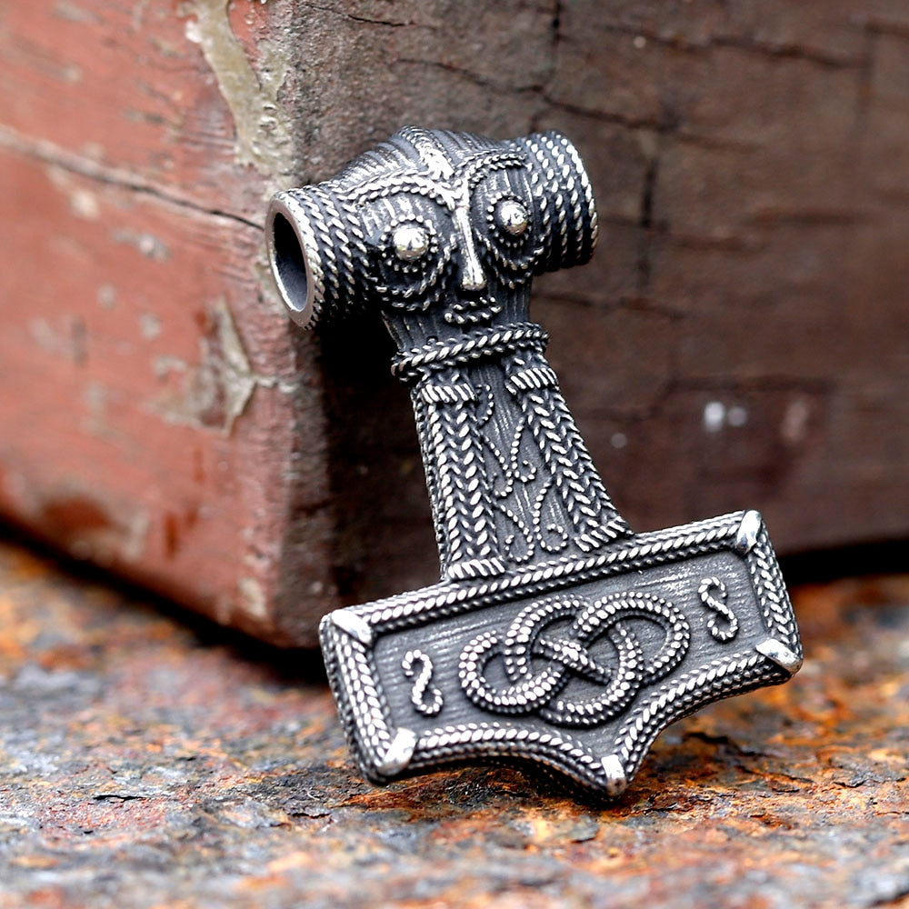 2023 New Design 316L Stainless Steel Viking Amulet Nordic Mjolnir Thor's Hammer Pendant Owl pattern Pendant Gift free shipping