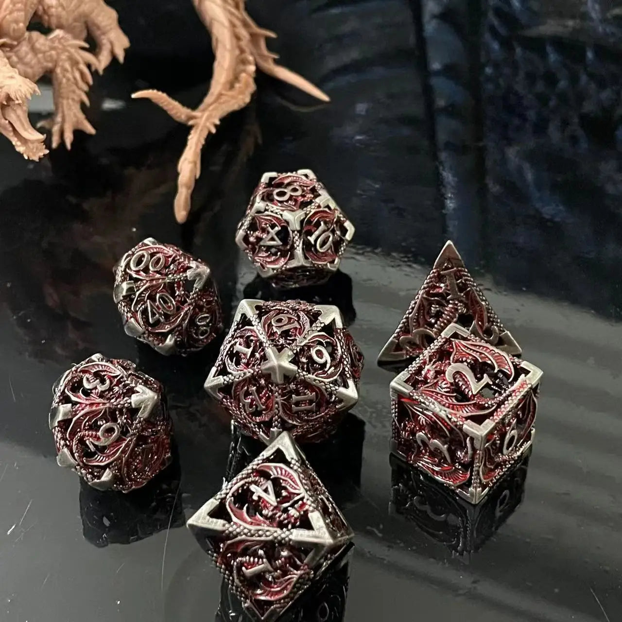 Hollow Polyhedron Dragon Metal Dice Suitable For Dungeons And Dragon RPG MTG Tabletop Games D&D Trailblazer Shadow And Math Teac