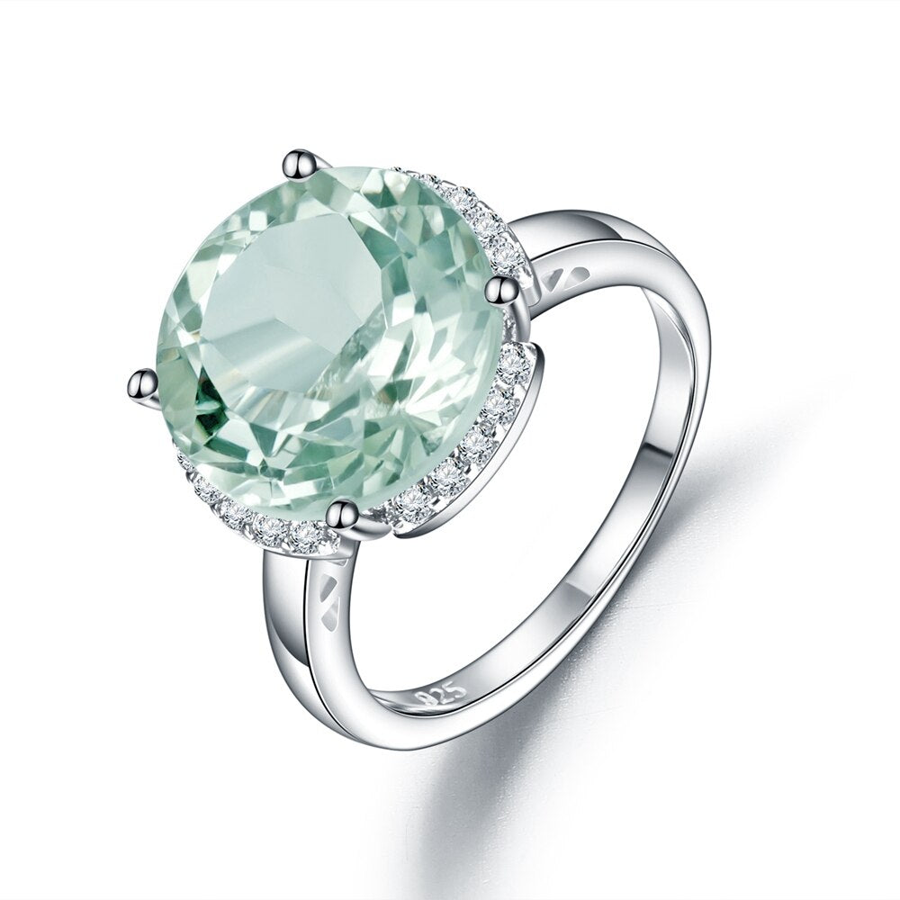 GEM&#39;S BALLET 925 Sterling Silver Green Amethyst Rings For Women Sparkling Wedding Fine Jewelry Wholesale Gift Party Jewelry White|925 Sterling Silver