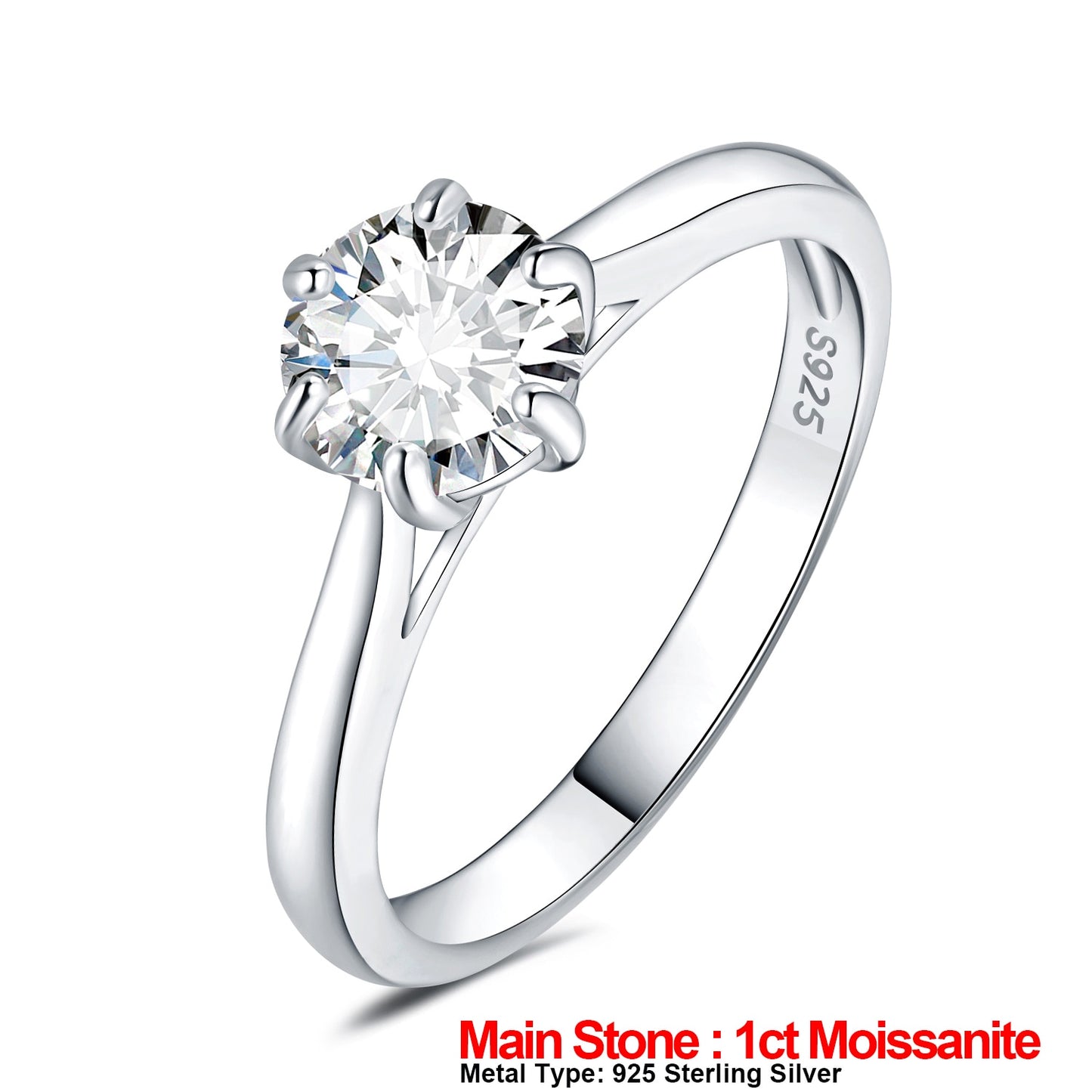 JewelryPalace Moissanite D Color 0.5ct 1ct 1.5ct 2ct Round Cut S925 Sterling Silver Solitaire Wedding Engagement Ring for Women