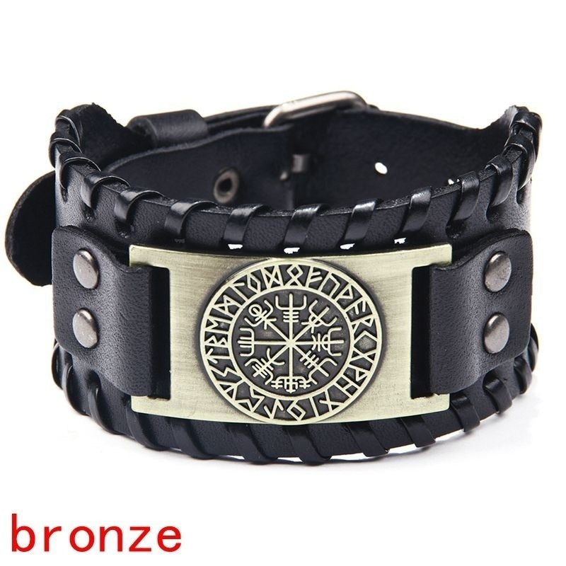 Trendy Viking Bracelet Nordic Rune Compass God Bird Charm Men&#39;s Bracelet New Fashion Leather Woven Jewelry Accessorie Party Gift 3 China