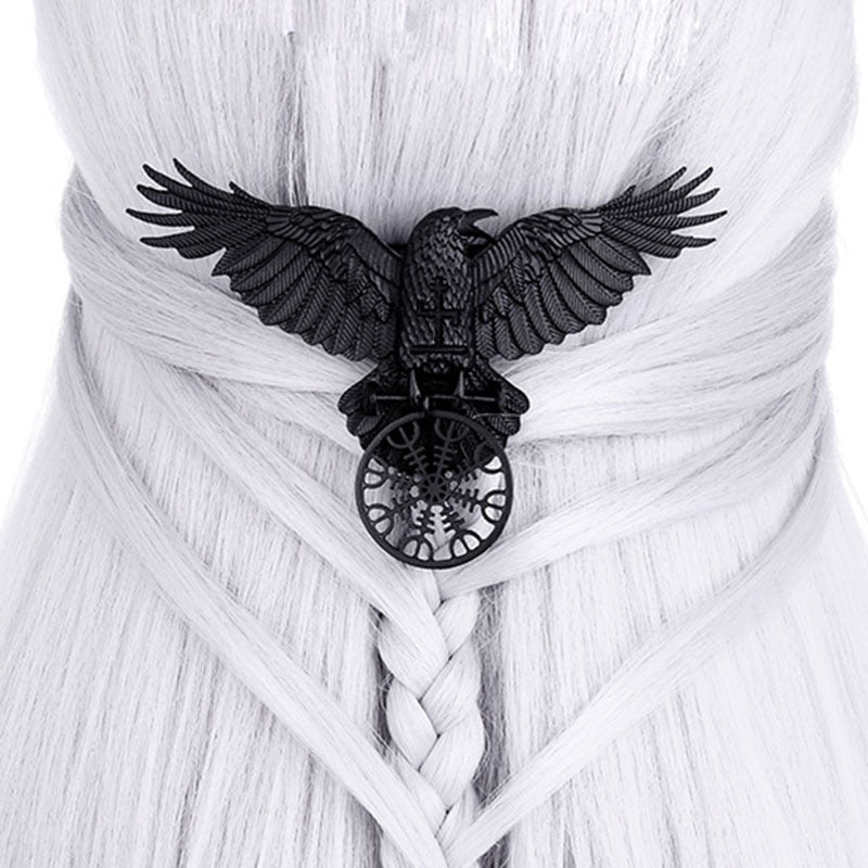 Vintage Goth Black Raven Pendant Necklace For Women 2022 Dark Viking Mystic Symbol Retro Hippie Unisex 0247-Black Hairpin