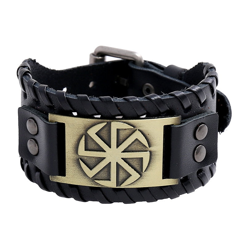 New Retro Wide Leather Pirate Compass Bracelet Men&#39;s Bracelet Celtic Viking Jewelry Compass Bracelet Accessories Party Gifts B 9 China