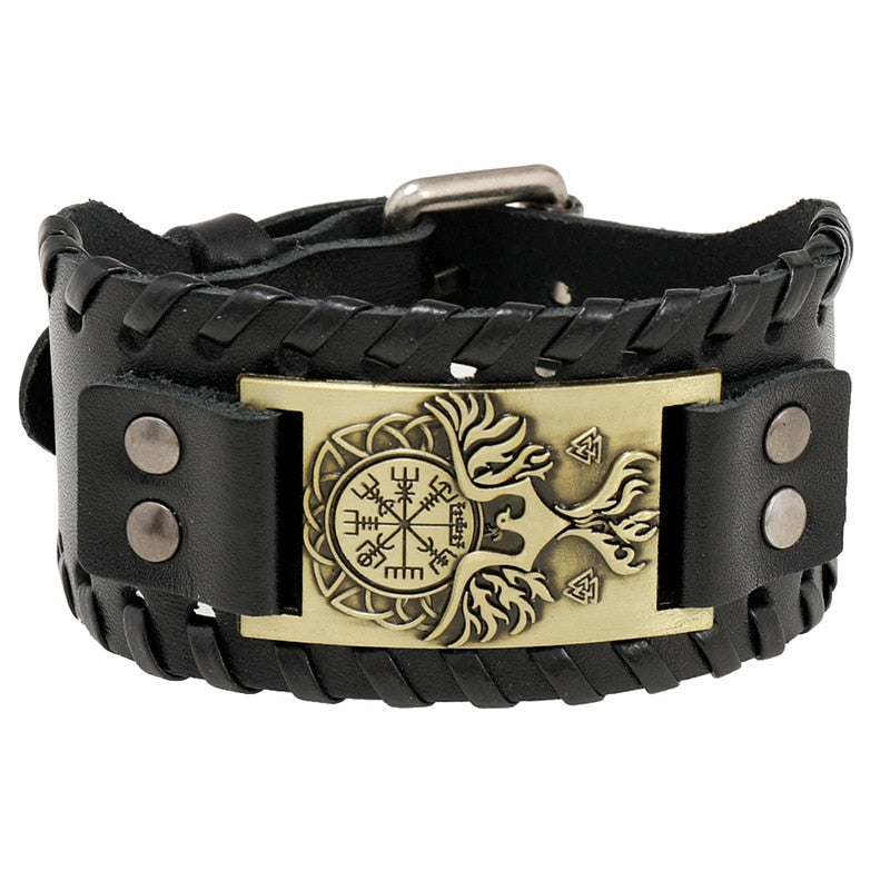 New Retro Wide Leather Pirate Compass Bracelet Men&#39;s Bracelet Celtic Viking Jewelry Compass Bracelet Accessories Party Gifts B 1 China