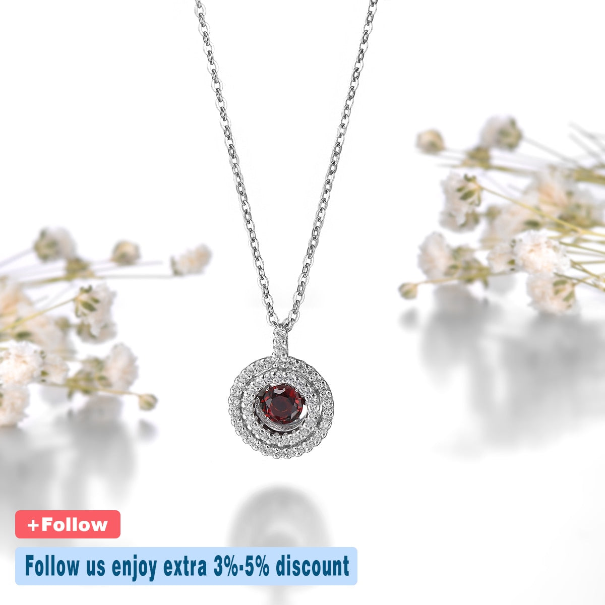 Natural Red Garnet Sterling Silver Pendant Round 4.5mm Faced Cut Classic Style S925 Jewelry Mother's Day Gift