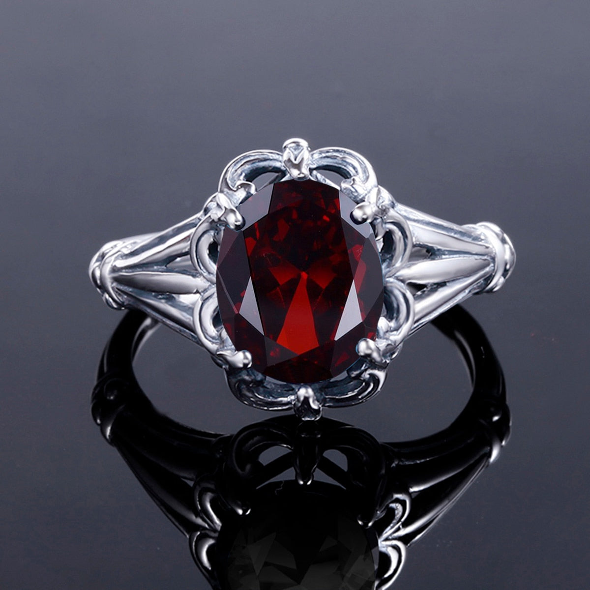 100% 925 Sterling Silver Rings Oval Design Garnet Bohemian Handmade Victoria Wieck Rings For Women Fine Jewelry